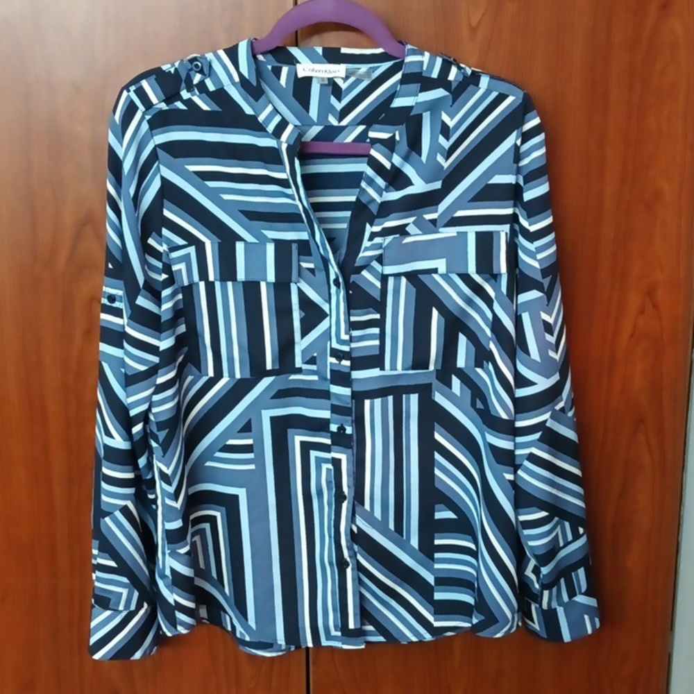 Women's Calvin Klein Geometric Sports Blouse Size Medium